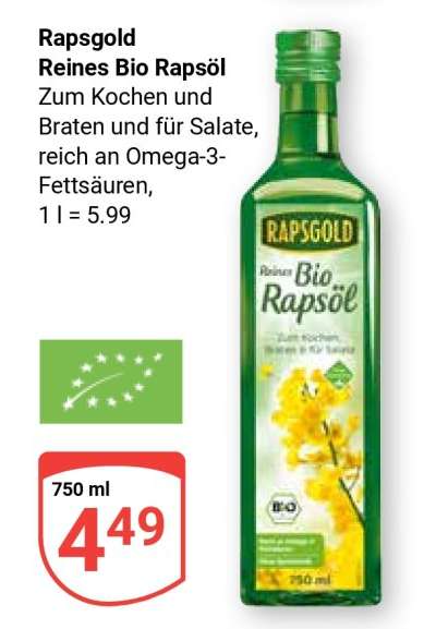 Rapsgold Reines Bio Rapsöl