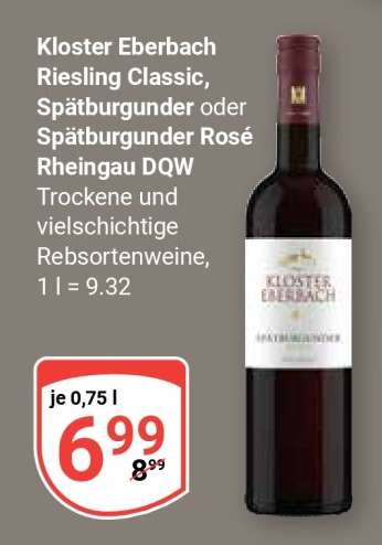 Kloster Eberbach Riesling Classic, Spätburgunder oder Spätburgunder Rosé Rheingau DQW