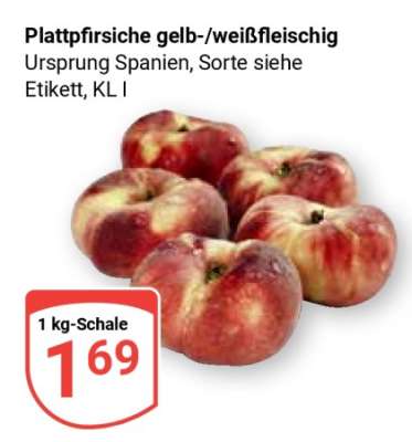 Plattpfirsiche gelb-/weißfleischig