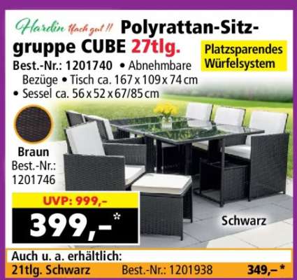Polyrattan-Sitzgruppe CUBE 27tlg.