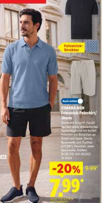 ESMARA MEN Feinstrick-Poloshirt/Shorts