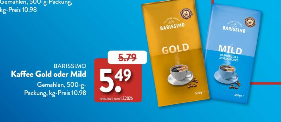 BARISSIMO Kaffee Gold oder Mild