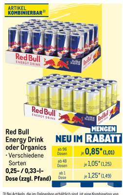 Red Bull Energy Drink oder Organics
