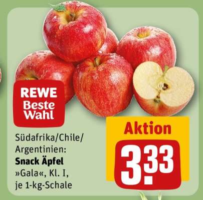 Snack Äpfel »Gala«, Kl. I, je 1-kg-Schale
