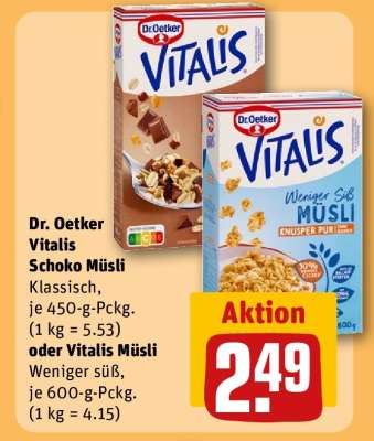Dr. Oetker Vitalis Schoko Müsli oder Vitalis Müsli