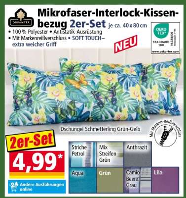 Mikrofaser-Interlock-Kissenbezug 2er-Set