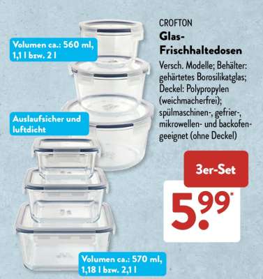 CROFTON Glas-Frischhaltedosen