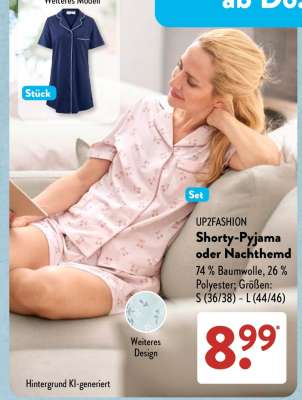 UP2FASHION Shorty-Pyjama oder Nachthemd