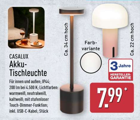 CASALUX Akku-Tischleuchte
