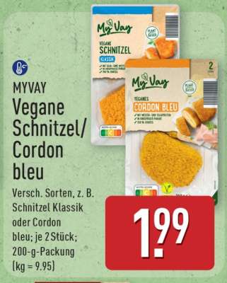 MYVAY Vegane Schnitzel/Cordon bleu