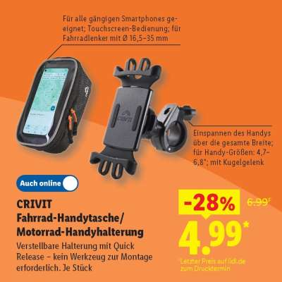 CRIVIT Fahrrad-Handytasche/Motorrad-Handyhalterung