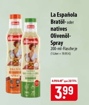 La Española Bratöl oder natives Olivenöl-Spray