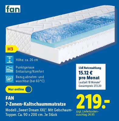 Fan 7-Zonen-Kaltschaummatratze