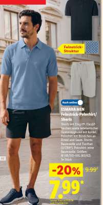 ESMARA MEN Feinstrick-Poloshirt/Shorts