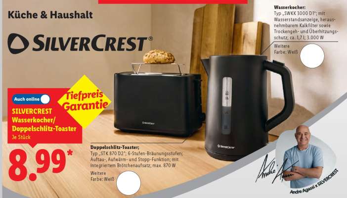 SILVERCREST Wasserkocher/ Doppelschlitz-Toaster