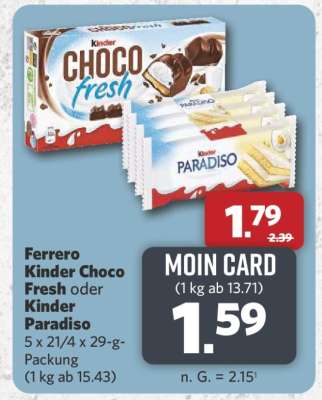 Ferrero Kinder Choco Fresh oder Kinder Paradiso
