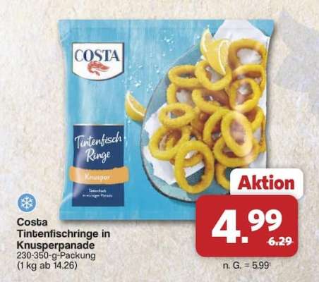 Costa Tintenfischringe in Knusperpanade