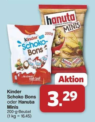 Kinder Schoko Bons oder Hanuta Minis