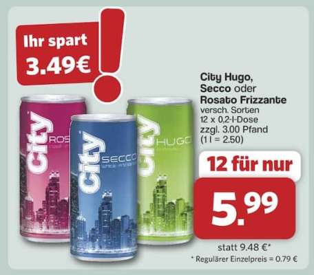 City Hugo Secco oder Rosato Frizzante