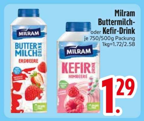 Milram Buttermilch oder Kefir Drink