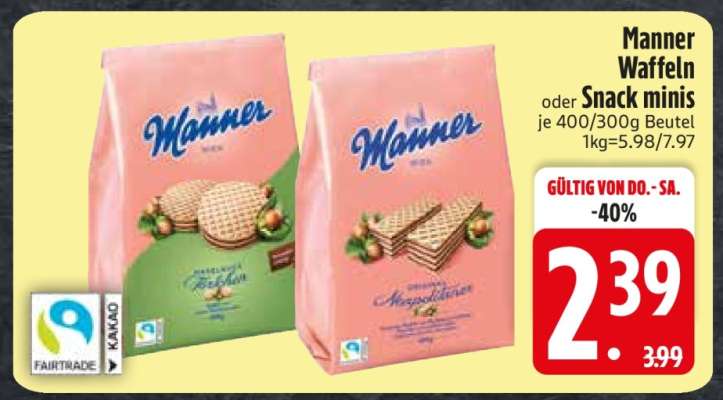 Manner Waffeln oder Snack minis