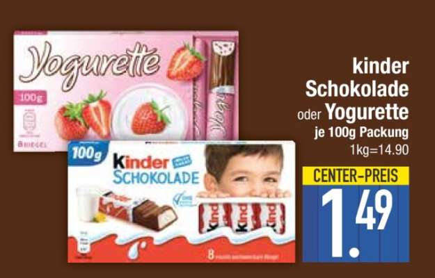 KINDER Schokolade oder YOGURETTE