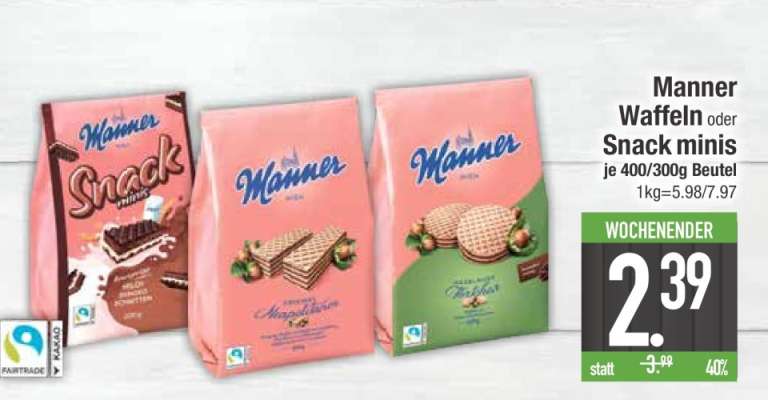 Manner Waffeln oder Snack minis