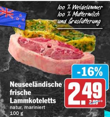 Neuseeländische frische Lammkoteletts
