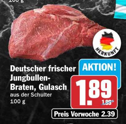 Deutscher frischer Jungbullen-Braten, Gulasch