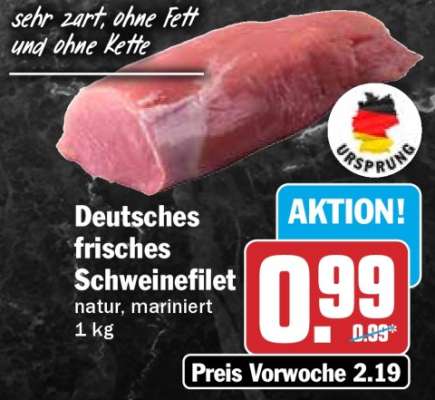 Deutsches frisches Schweinefilet