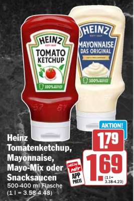 Heinz Tomatenketchup, Mayonnaise, Mayo-Mix oder Snacksaucen