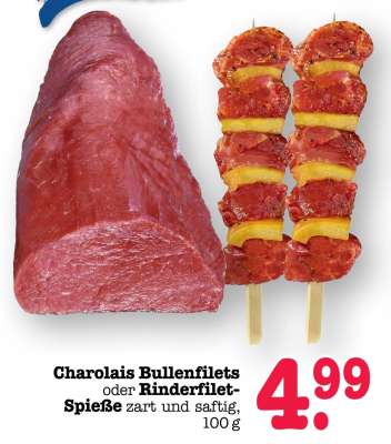 Charolais Bullenfilets oder Rinderfilet-Spieße