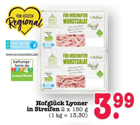 Hofglück Lyoner in Streifen
