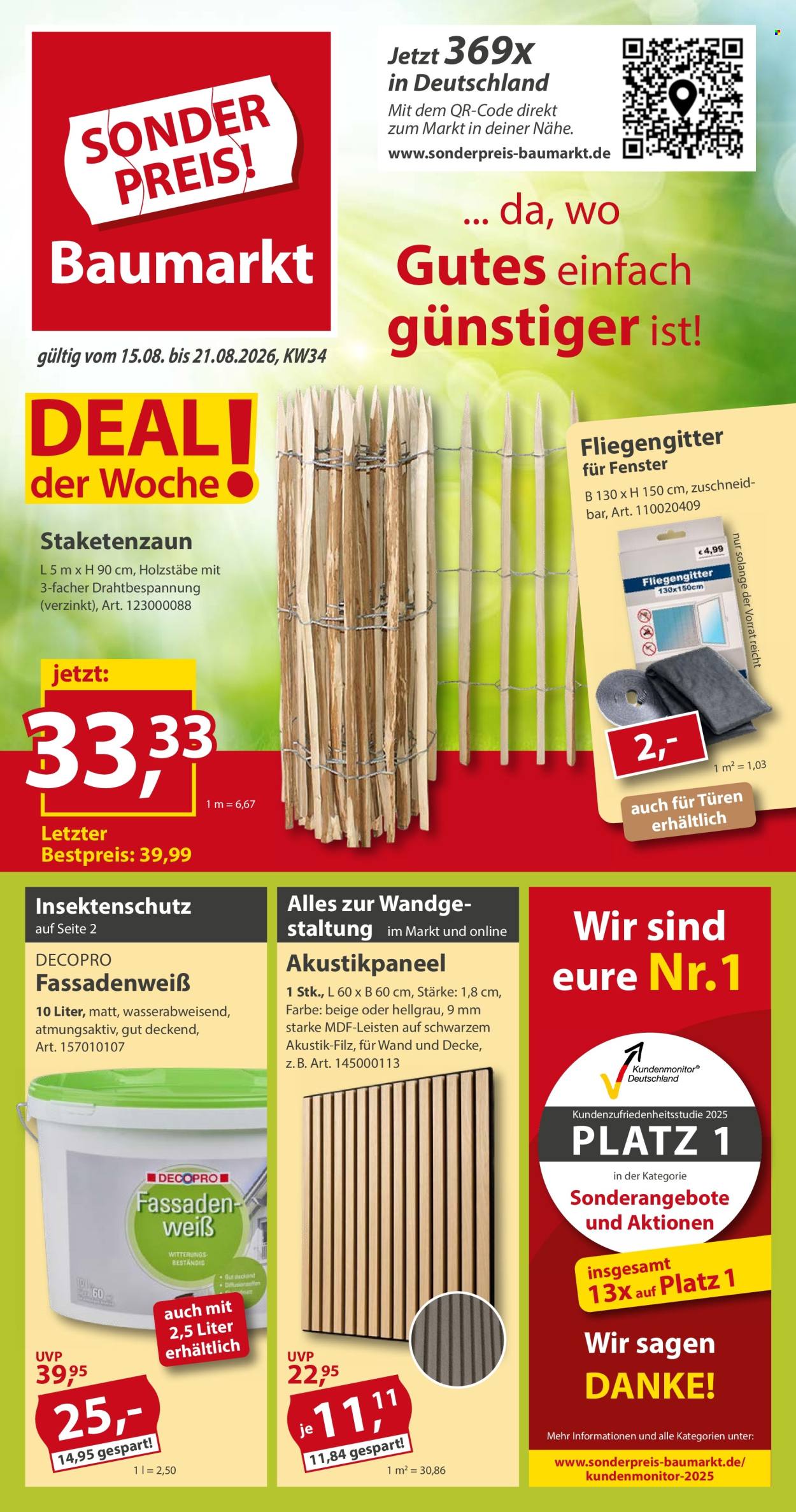 Sonderpreis-Baumarkt Prospekte  - 15.8.2026 - 21.8.2026. Seite 1