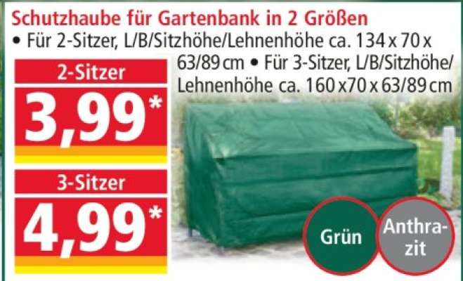 Schutzhaube für Gartenbank in 2 Größen