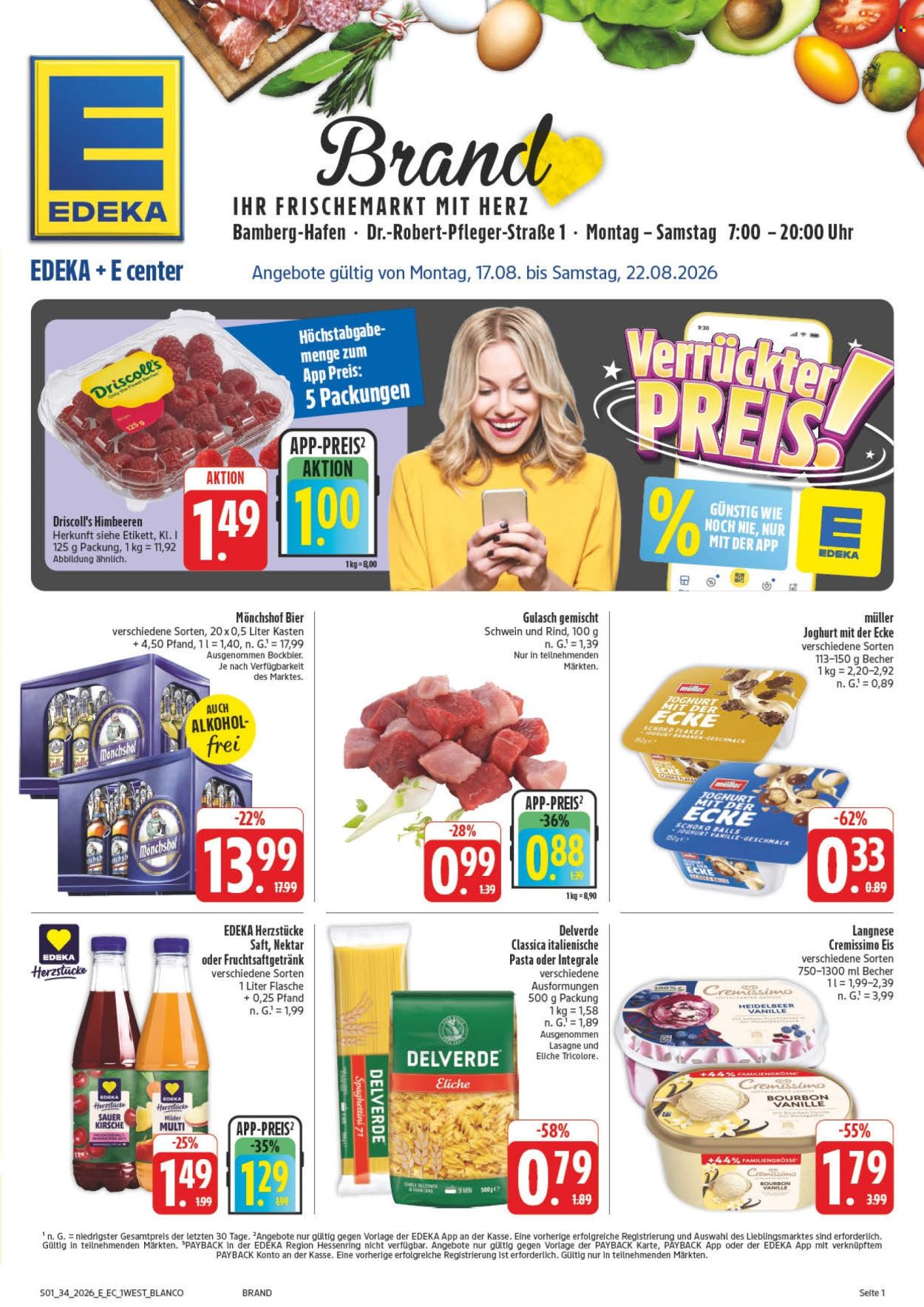 E center Prospekte  - 17.8.2026 - 22.8.2026. Seite 1
