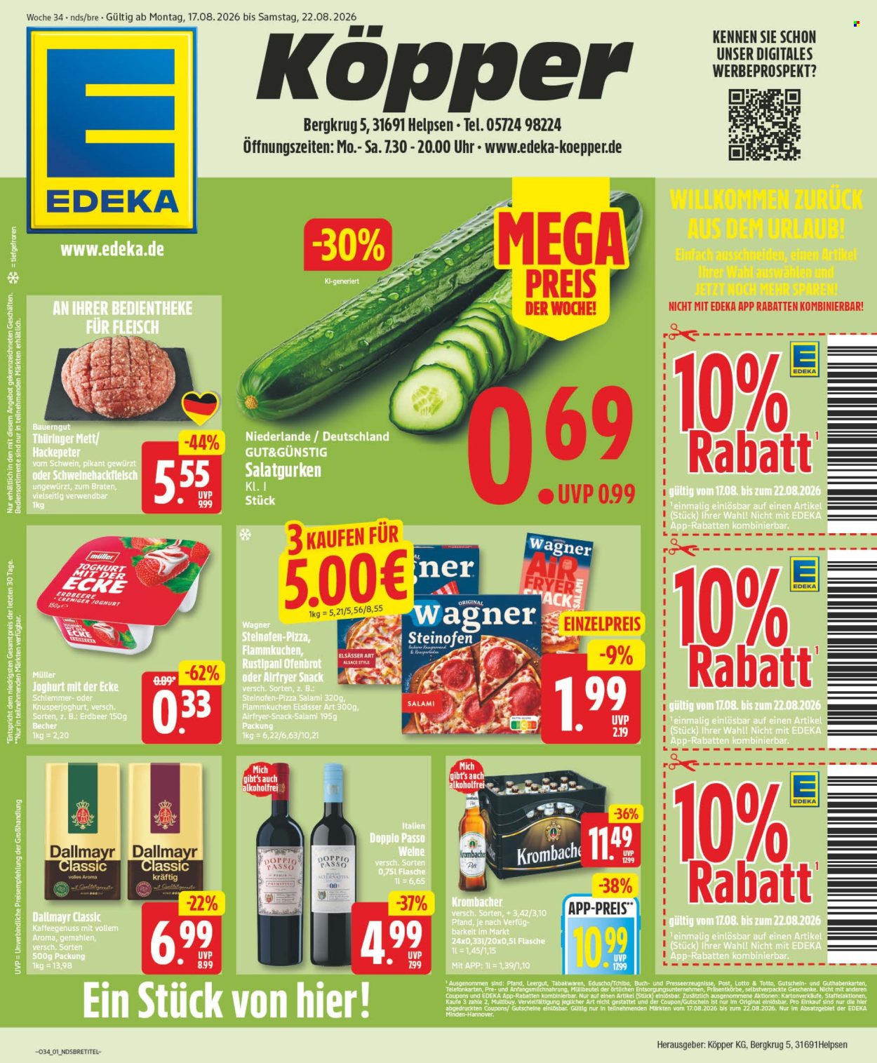 Edeka Prospekte  - 17.8.2026 - 22.8.2026. Seite 1