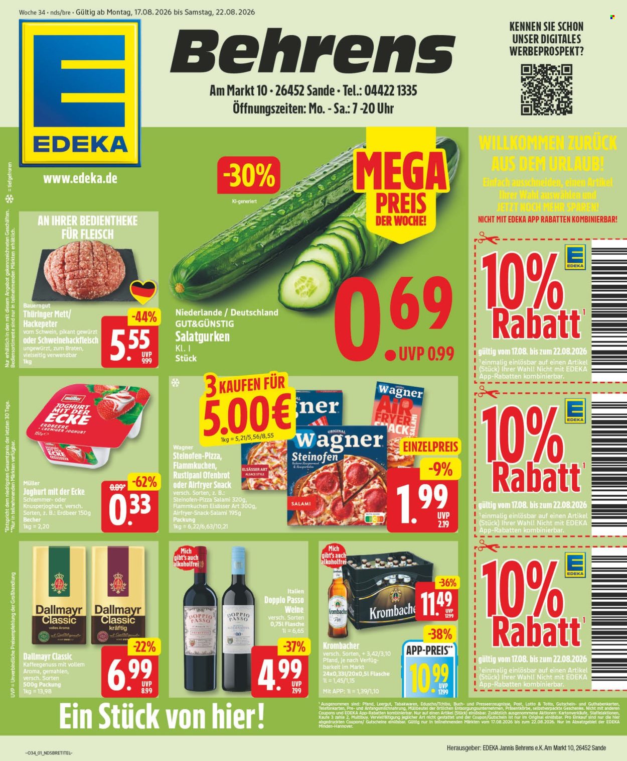 Edeka Prospekte  - 17.8.2026 - 22.8.2026. Seite 1
