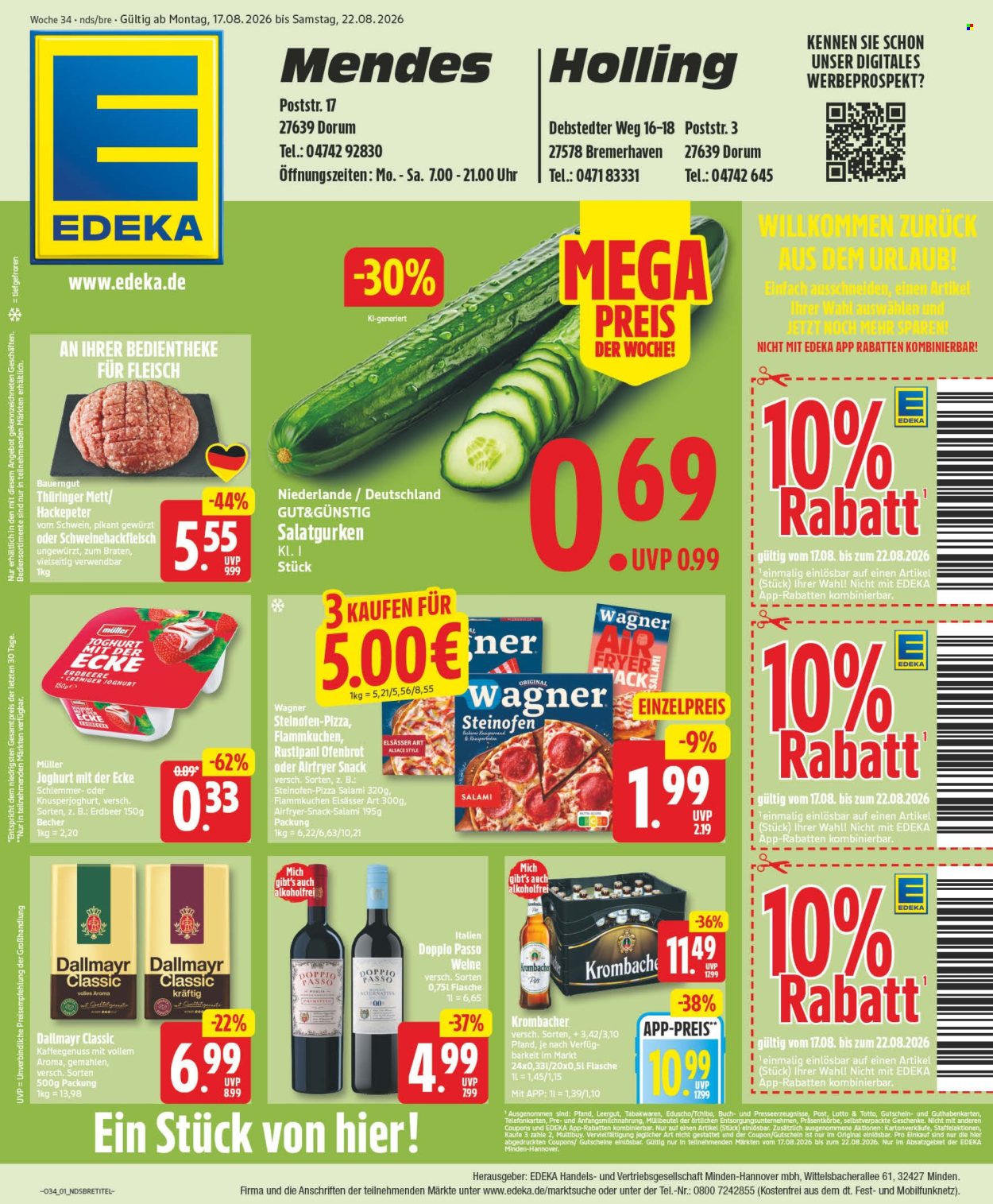 Edeka Prospekte  - 17.8.2026 - 22.8.2026. Seite 1