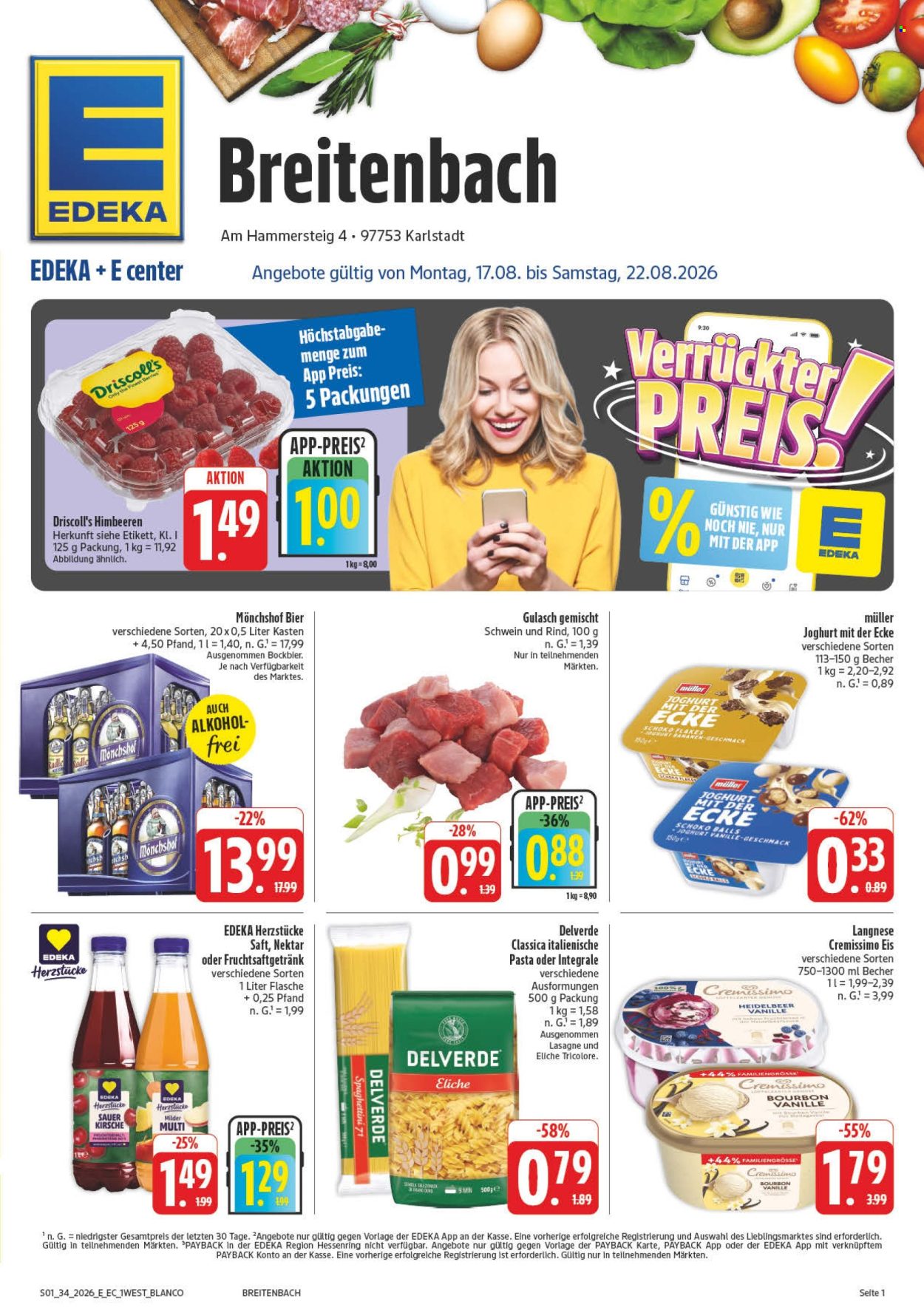 E center Prospekte  - 17.8.2026 - 22.8.2026. Seite 1
