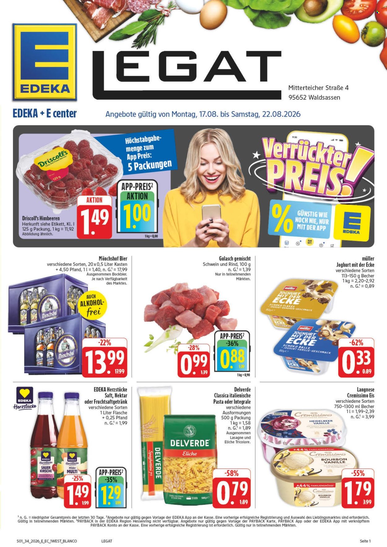 E center Prospekte  - 17.8.2026 - 22.8.2026. Seite 1