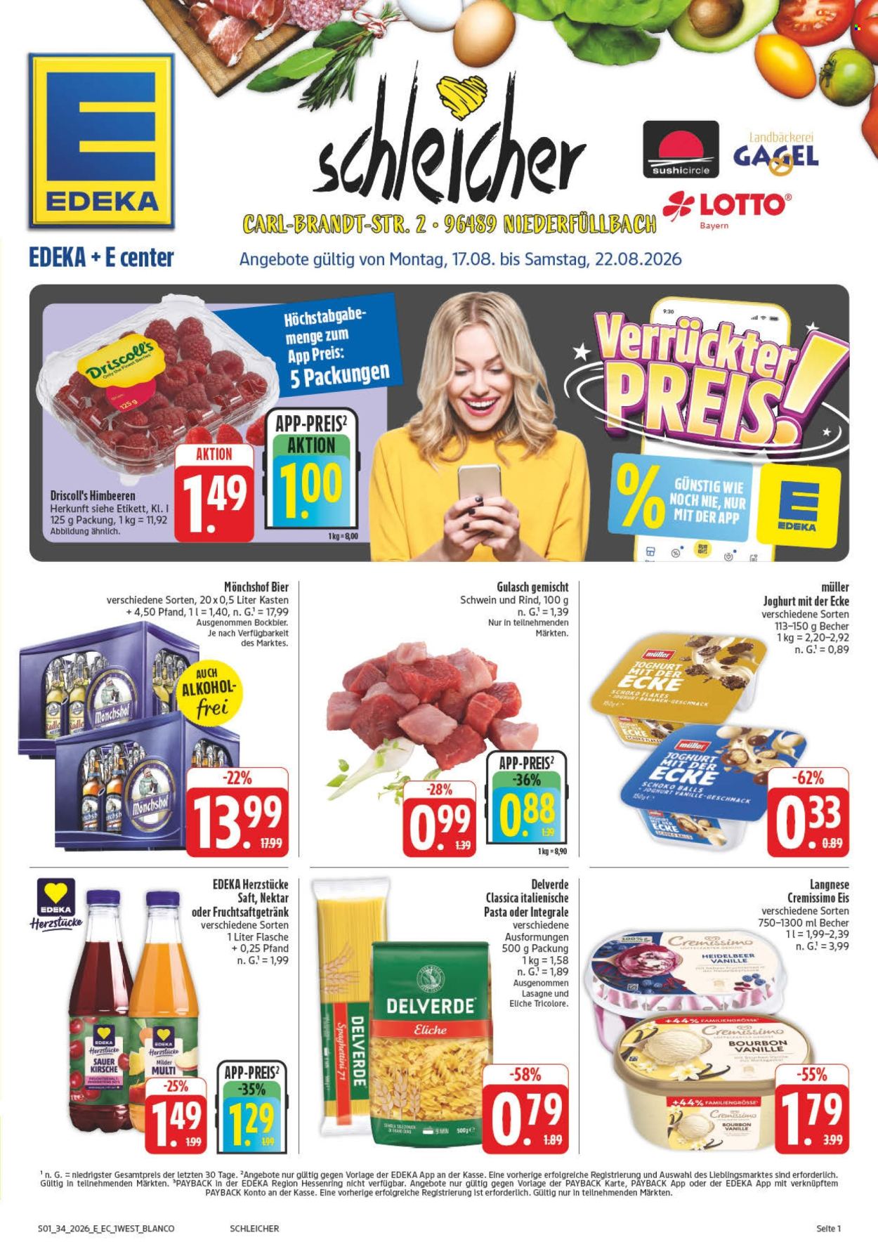 E center Prospekte  - 17.8.2026 - 22.8.2026. Seite 1