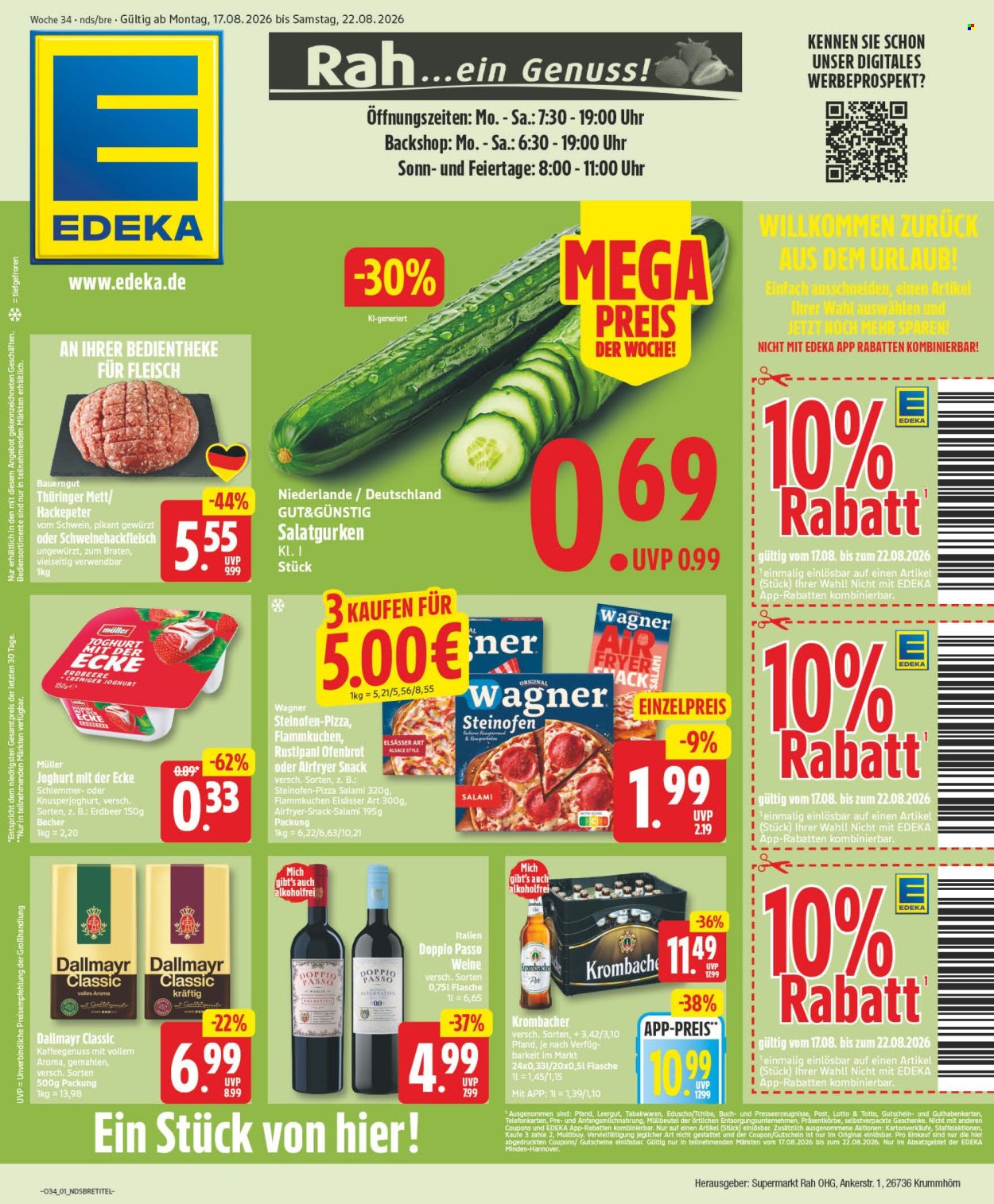 Edeka Prospekte  - 17.8.2026 - 22.8.2026. Seite 1