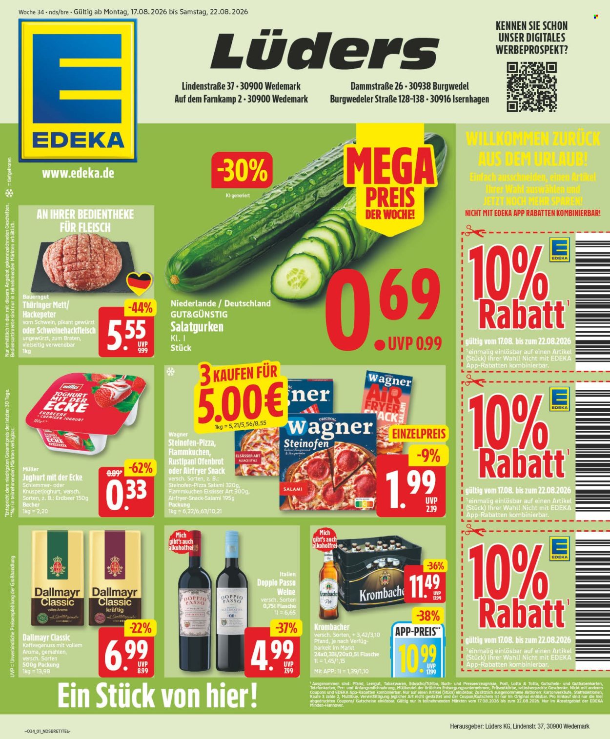 Edeka Prospekte  - 17.8.2026 - 22.8.2026. Seite 1