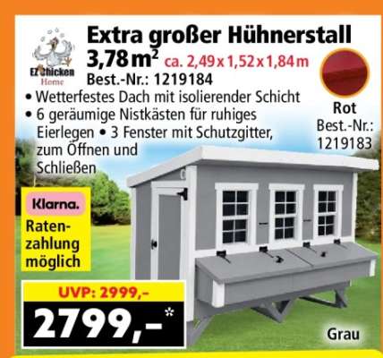 Extra großer Hühnerstall 3,78 m²
