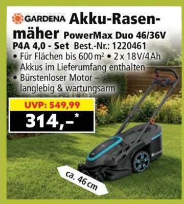 Akku-Rasenmäher PowerMax Duo 46/36V P4A 4,0 - Set