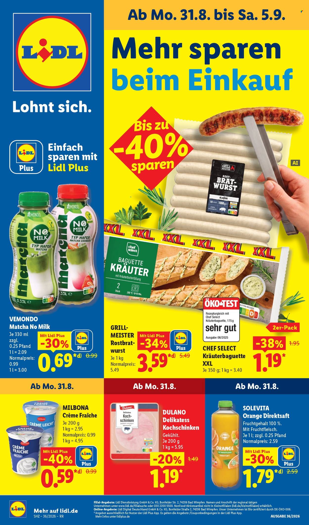 Lidl Prospekte  - 31.8.2026 - 5.9.2026. Seite 1