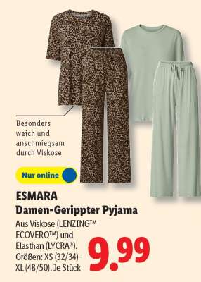 ESMARA Damen-Gerippter Pyjama