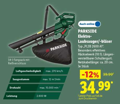 Parkside Elektro-Laubsauger/-bläser