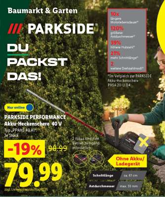 PARKSIDE PERFORMANCE Akku-Heckenschere 40 V